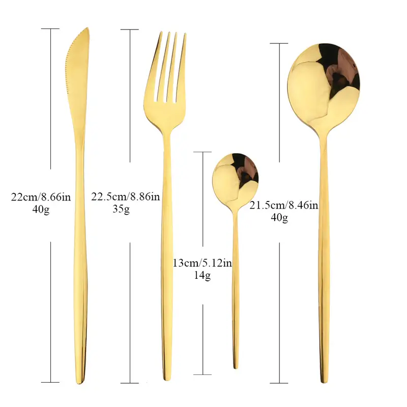 Acquista 24 pezzi manico nero set di posate dorate coltello forchetta  cucchiaio set di posate da tavola festival stoviglie da cucina regalo