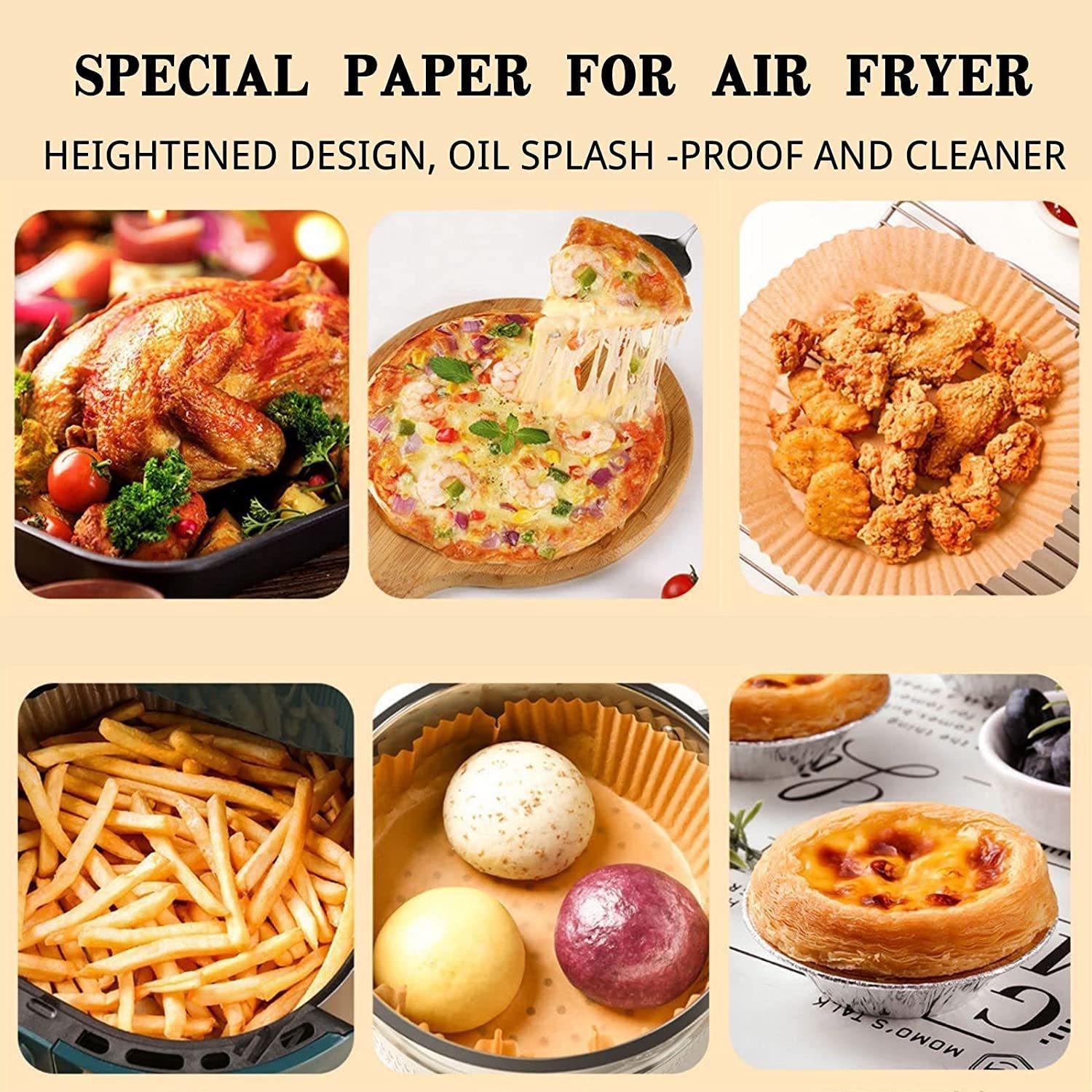 Air Fryer Liners Disposable Parchment Sheet 100pcs-6.3 Inches