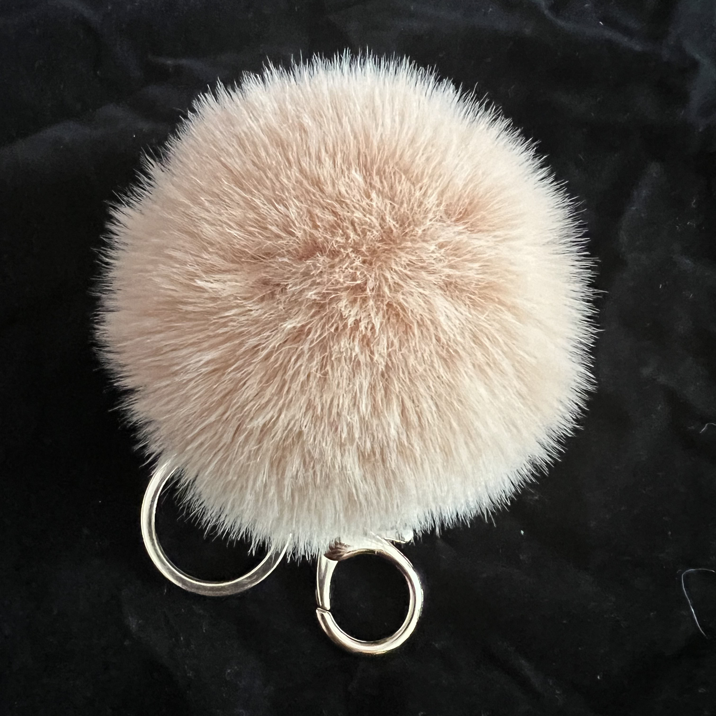 15 colors, 8CM Genuine Rabbit fur ball plush Pom pom key chain silver