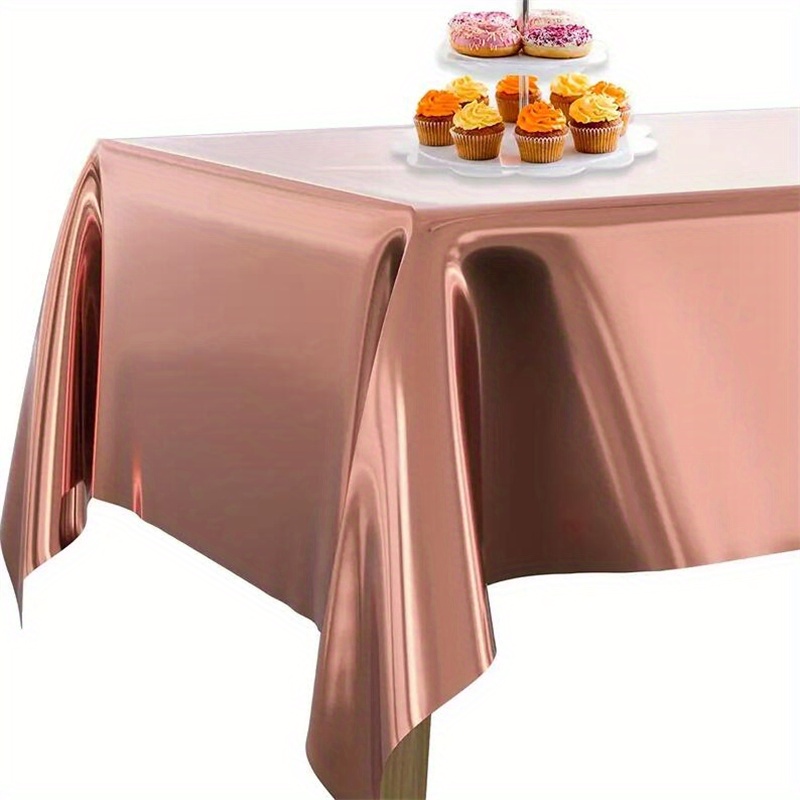 Mantel de papel de aluminio de color oro rosa, para mesas rectangulares,  mantel de papel de oropel para bodas, despedidas de soltera, aniversarios