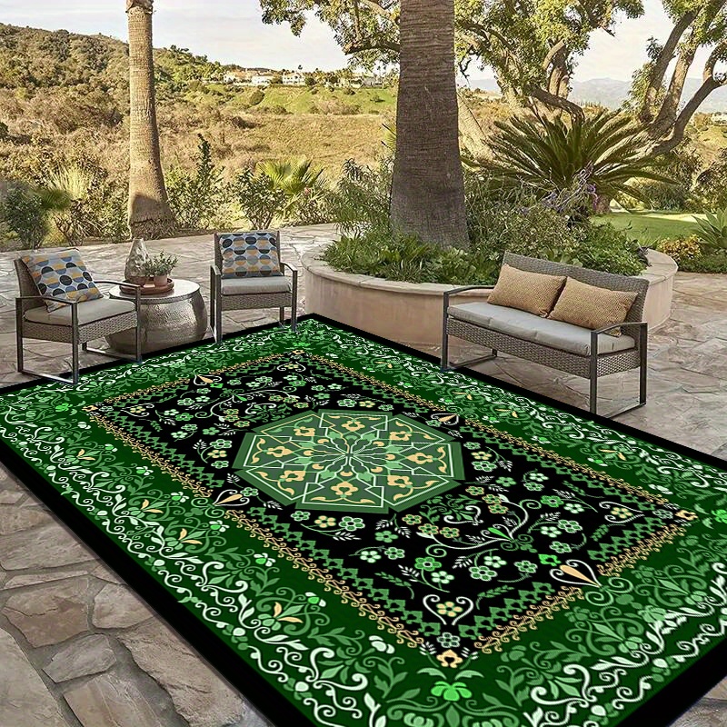 European Retro Green Indoor/outdoor Machine Washable Rug - Non-slip, Modern  Boho Home Decor For Living Room & Beyond! - Temu