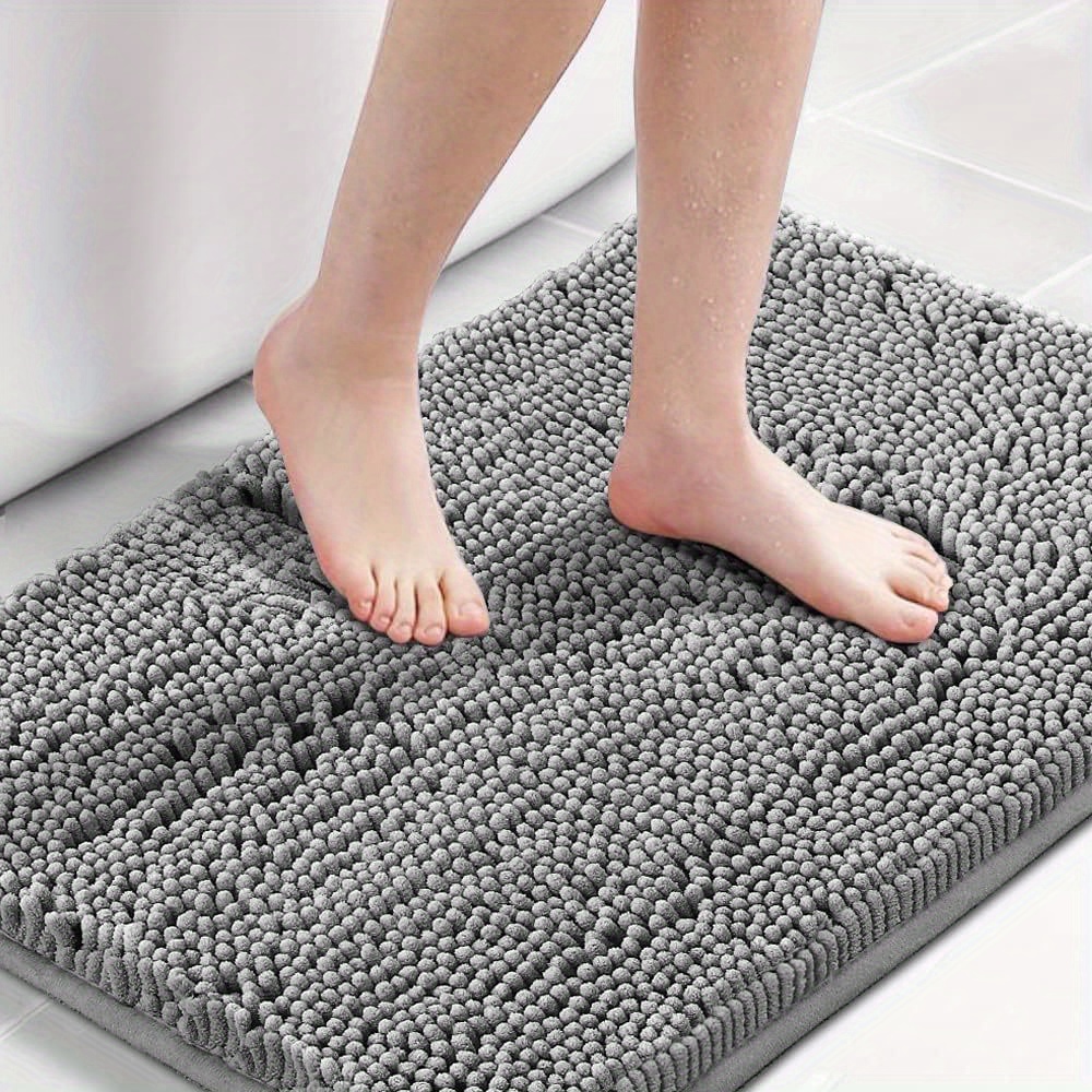 Extra Thick Chenille Striped Pattern Bath Rugs for Bathroom Non Slip - Soft  Plush Shaggy Bath Mats for Bathroom Floor, Indoor Mats Rugs for Entryway