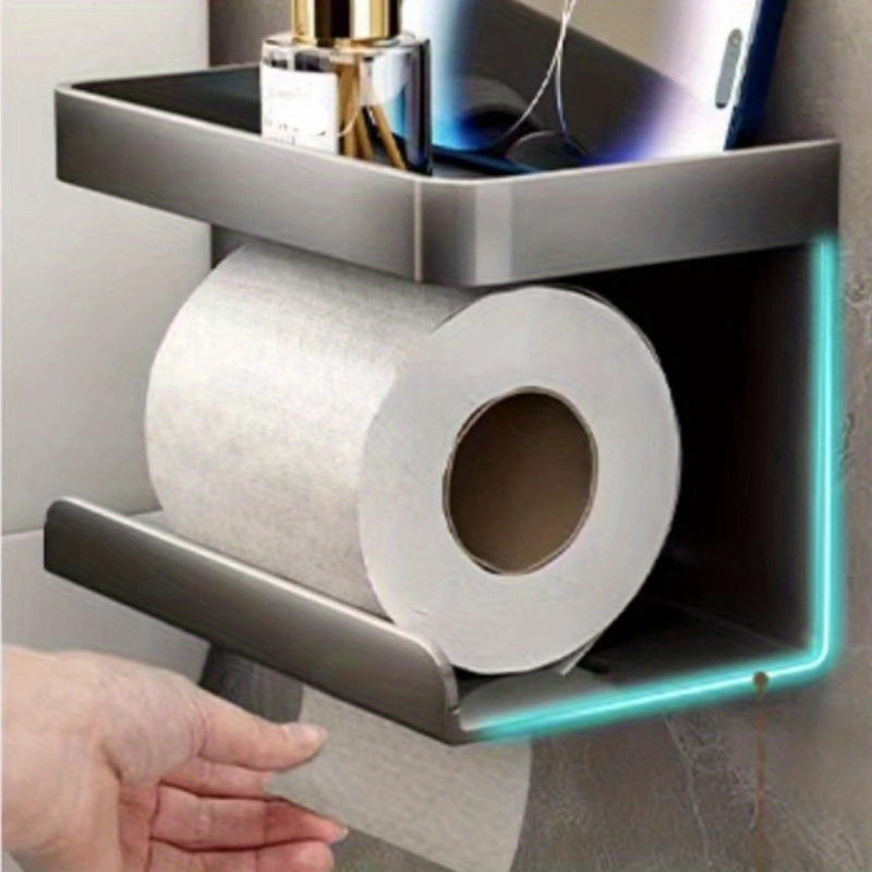 Toilet Paper Holder With Shelf Wall Mounted Toilet Paper Roll Holder Toilet  Tissue Holder For Bathroom Washroom