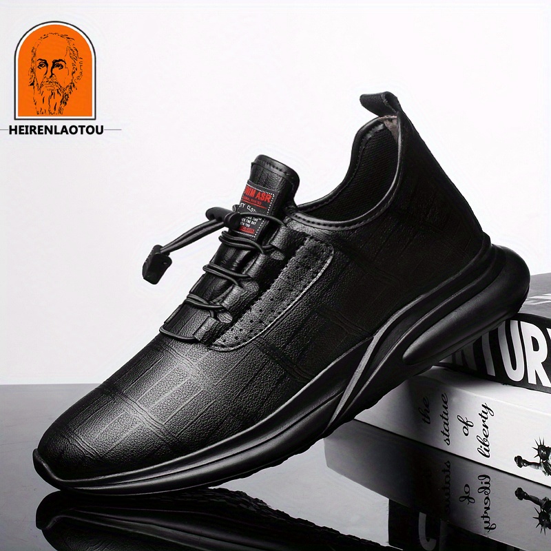 Mens No Tie Leather Sneakers Casual Walking Shoes Comfortable And Breathable Check Out Today's