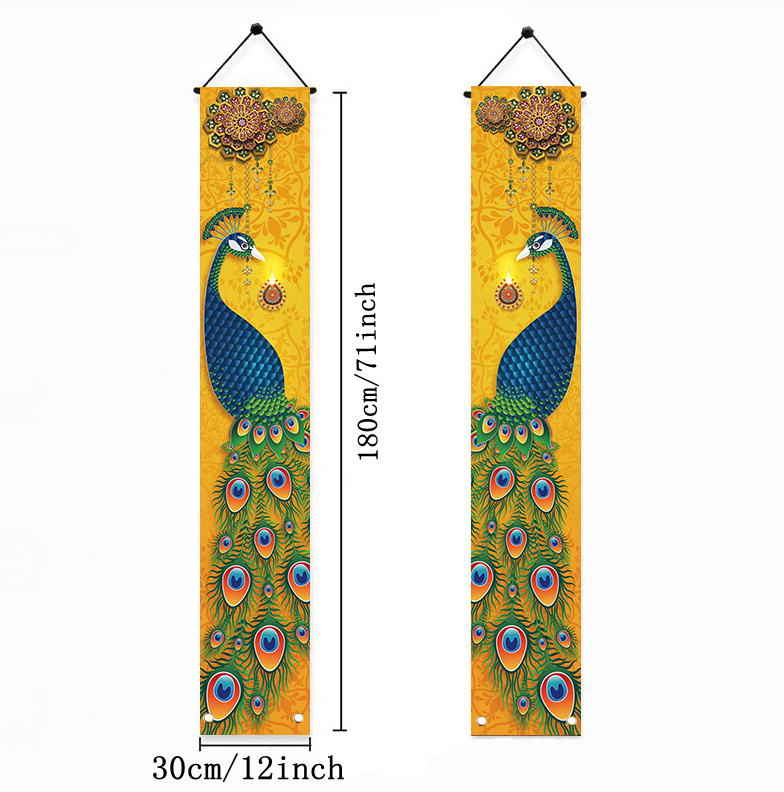 Happy Diwali Porch Banner Diwali Peacock Front Porch Welcome - Temu