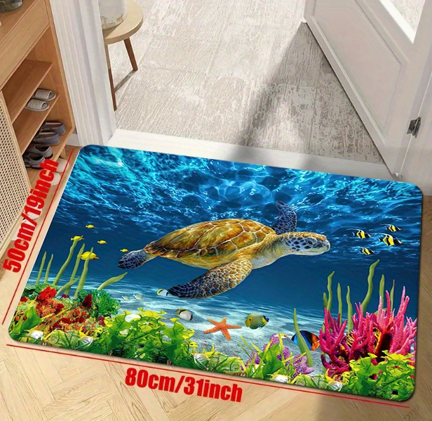 1pc sea turtle pattern floor mat soft non slip bath rug   mat absorbent carpet for   room bathroom home decor details 8