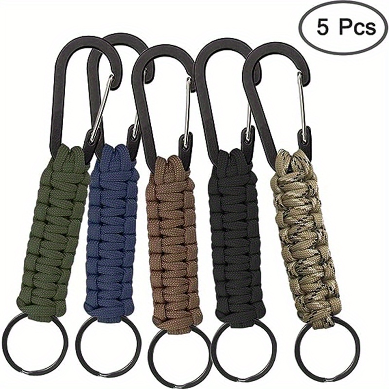 Paracord Keychains With Carabiner Braided Lanyard Ring Hook - Temu