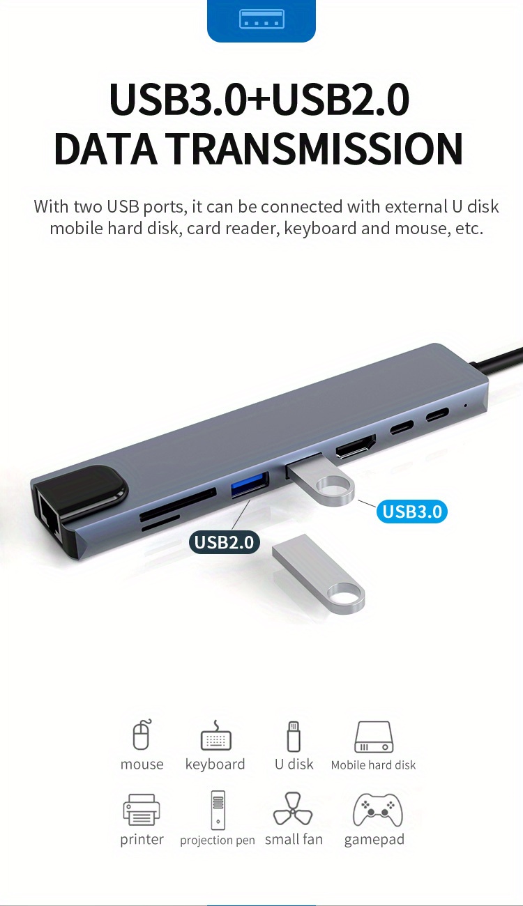 8 in 1 multiport adapter with 4k output 100w power delivery usb 3 0 5gdps port sd tf card reader adpater compatible for macbook pro xps chromebook and more details 5