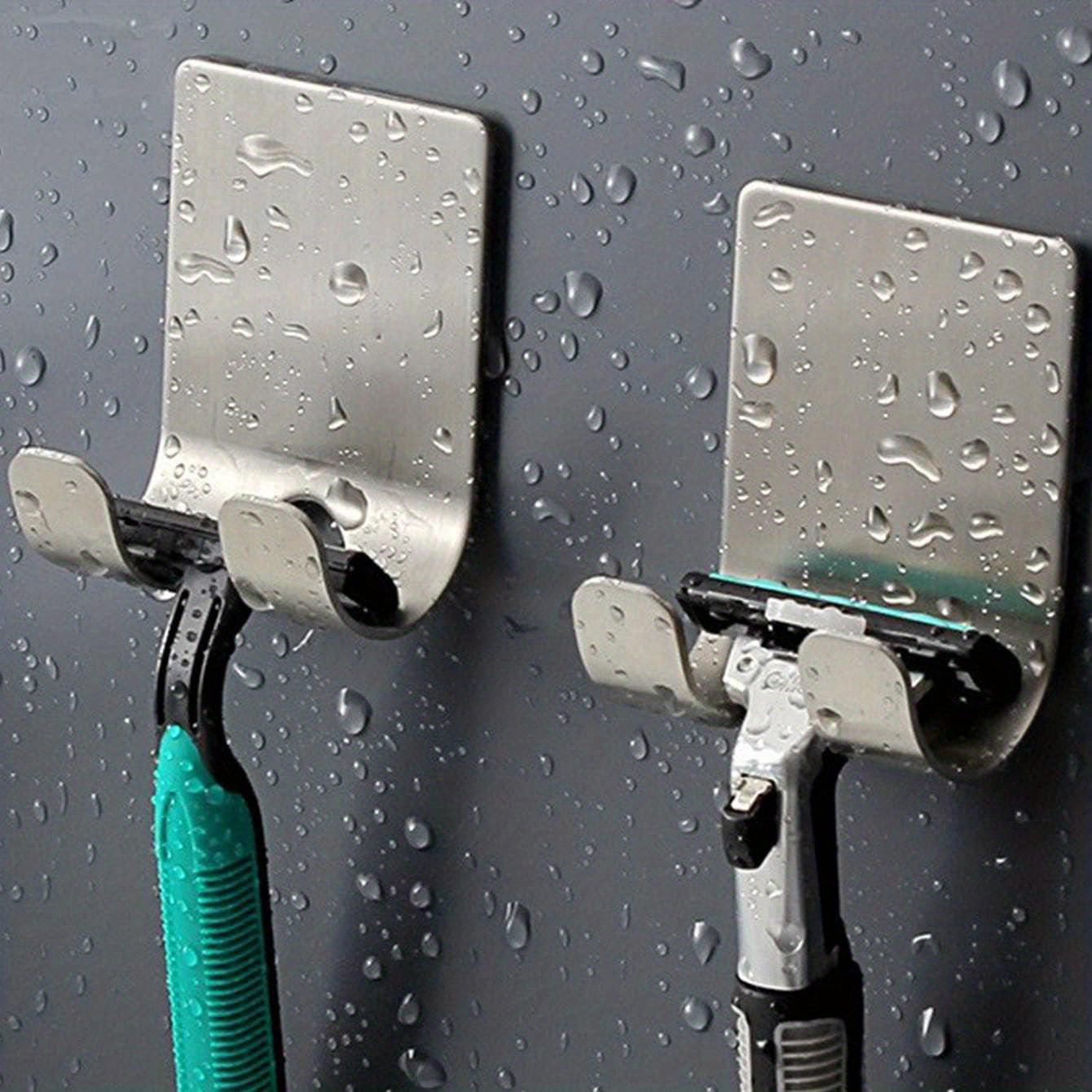 4 Stück Selbstklebende Rasiererhalter Aus Edelstahl – Wasserdichte Haken Für Dusche, Bad & Küche, Max. 2 Kg