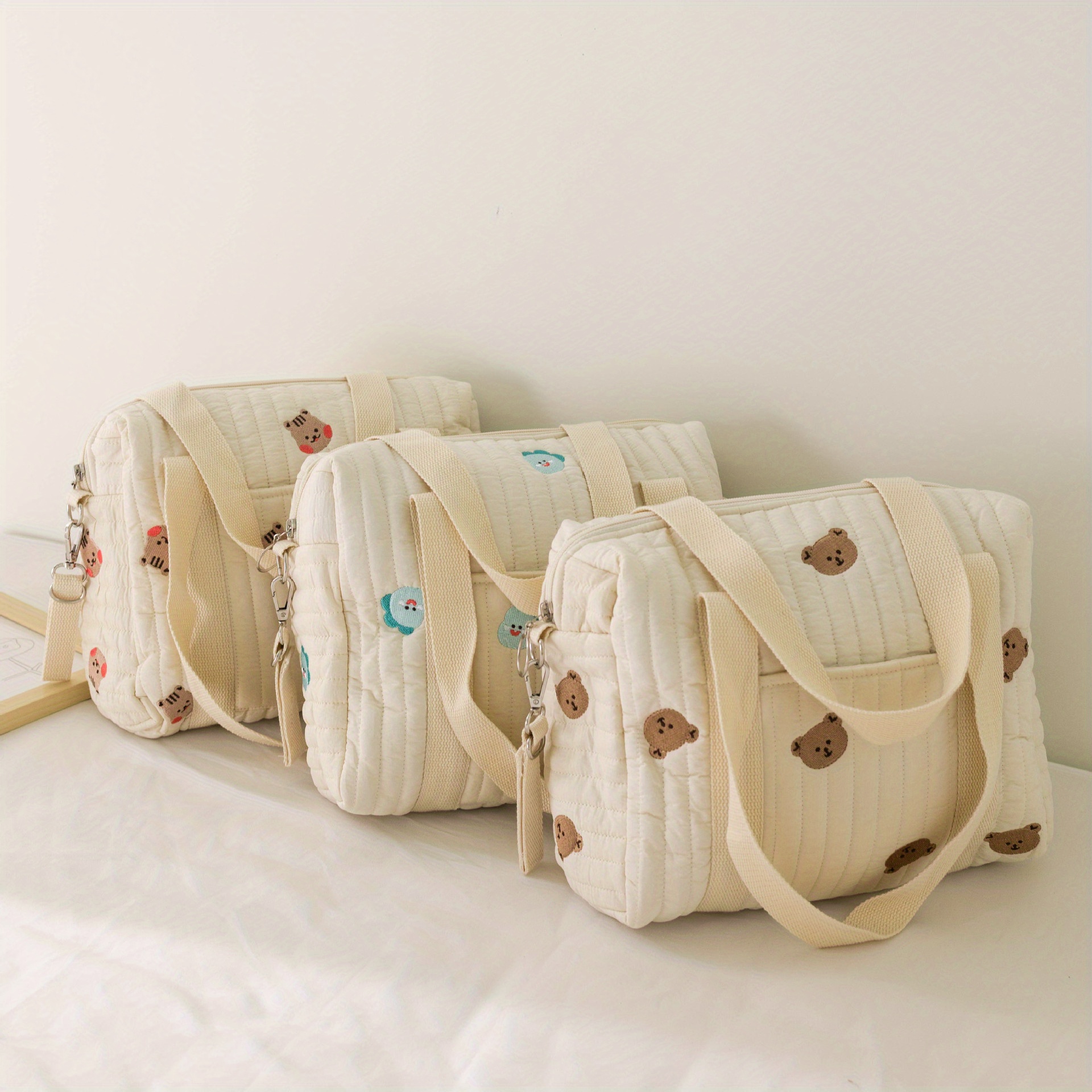 Baby Products Online - Mother Bag Zipper Embroidery Bear Printing Bag  Mother Bag Organizer Baby Storage Pocket Diaper Bag Outdoor Travel Nappy  Stroller Bag - Kideno