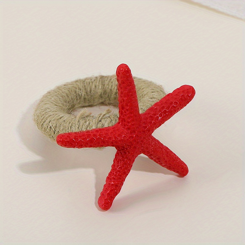 Wooden Napkin Ring Handmade Starfish Napkin Rings Set White - Temu