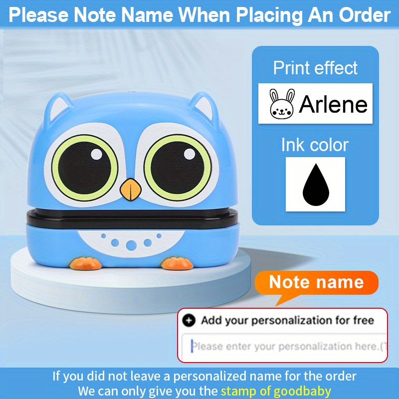 School Set( Blue Owl Stamp And Stickers)custom Name Seals - Temu