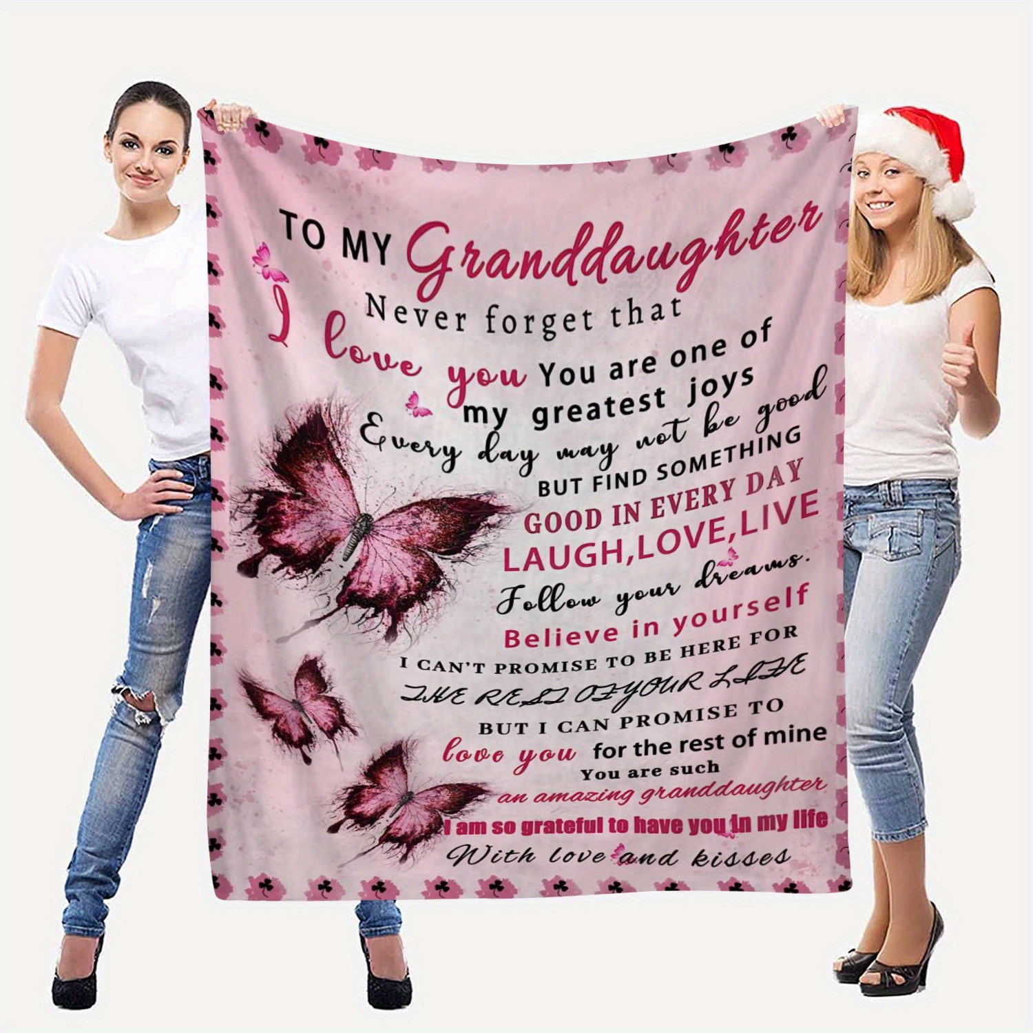 TEMU 1pc Printed Blanket, To My Granddaughter Blanket , Blanket Nap Blanket For Bed Sofa Camping , Blanket For Granddaughter