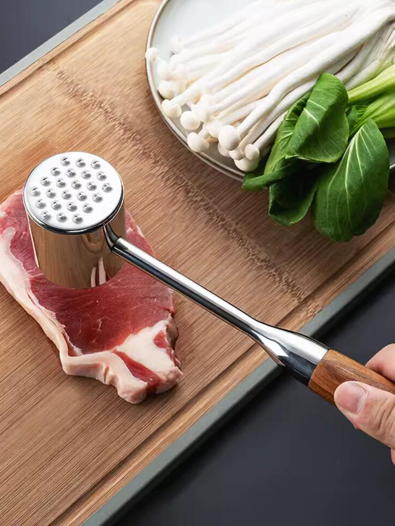 1 Pezzo, Martello Per Carne, Martello Per Carne In Acciaio Inossidabile  304, Battitore Per Carne In