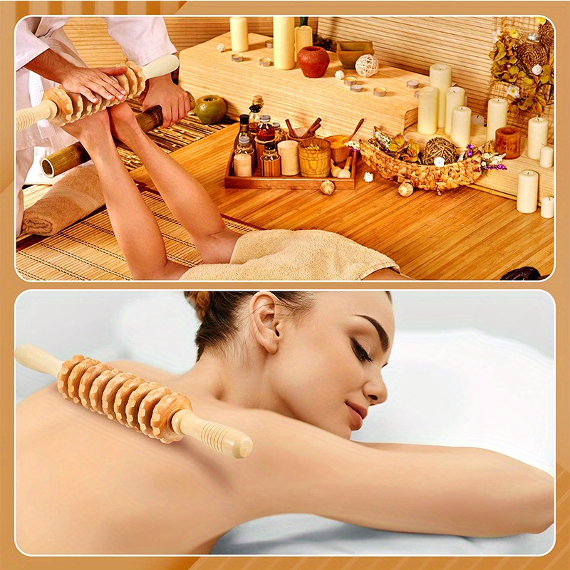 Wooden Massage Tools Massage Strip Stick Nine Wheels Roller Temu