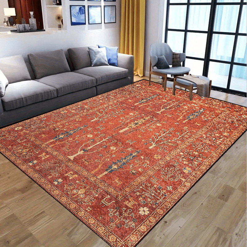 i-VTIES 3'x5' Area Rug Stain Resistant Washable Boho Vintage Living Room  Rugs with Non-Slip Rubber Backing,Indoor Distressed Accent Entryway Bedside