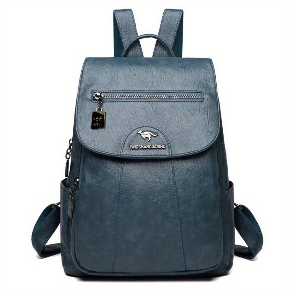 Simple Large Capacity Backpack, Pu Leather Textured School Backpack,  Fashion Travel Commuter Bag - Temu Denmark