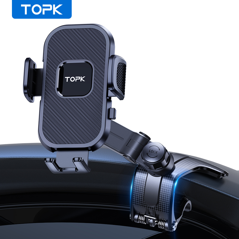 E-shop TOPK 360° Verstellbare Auto-Handyhalterung für das Armaturenbrett - Rutschfeste Silikonklammer, Stabiler Halter mit Mehrwinkeln und Sicherem