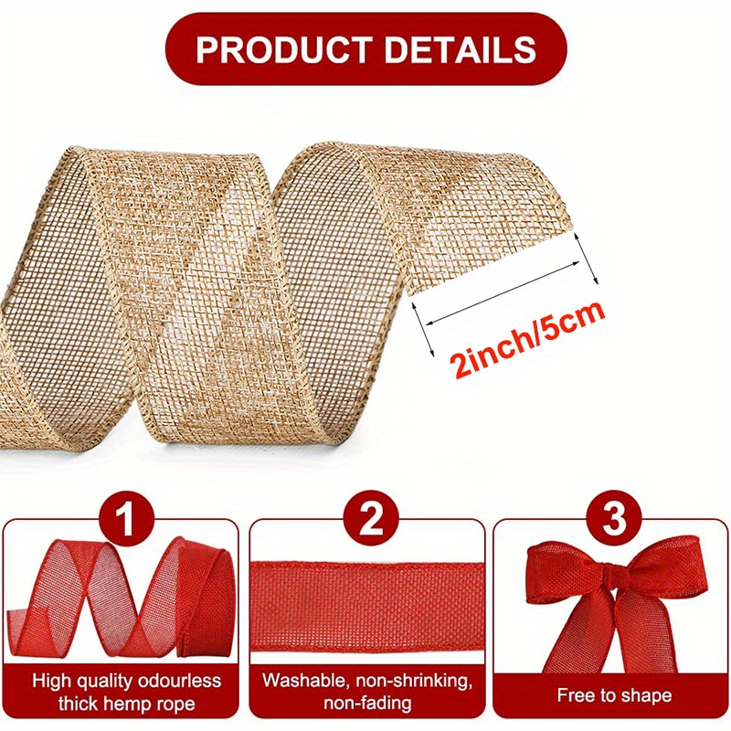 Burlap Wired Ribbon X 5/10 Yards Wired Edge Ribbon Big Bow Temu