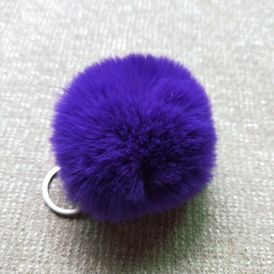 Keychain Soft Ball Car Keyring Pompom Key Chains Key Holder (Color : Dark  Purple, Size : One Size)