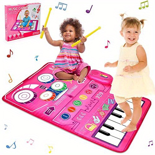 Alfombra Musical para Niños, Juguetes para Bebés 1 Año, 8 Melodías, 13  Llaves De Piano, 6 Sonidos del Instrumento, Tambores De Estantes Y Piano