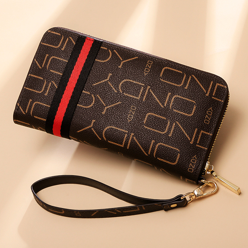 Retro Letter Pattern Long Wallet, Zipper Around Coin Purse