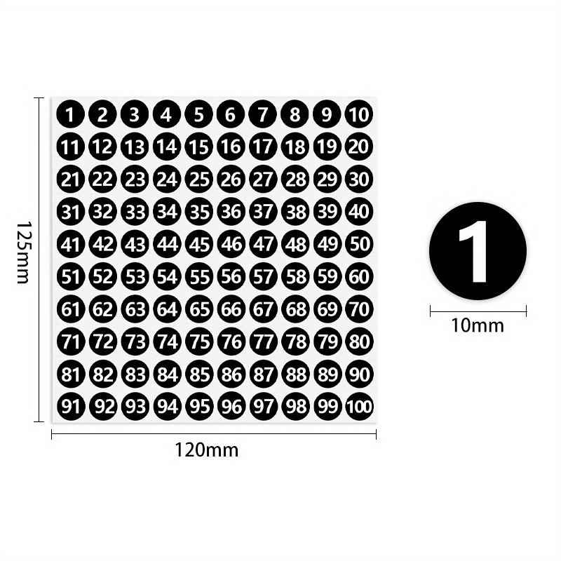 1 100 Números Pegatinas 10 Hojas Vinilo Números - Temu