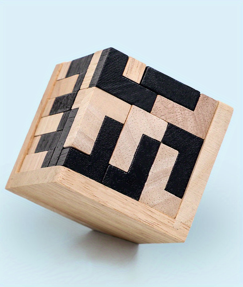 IQ Wooden Puzzle, 3D - Cube - Black