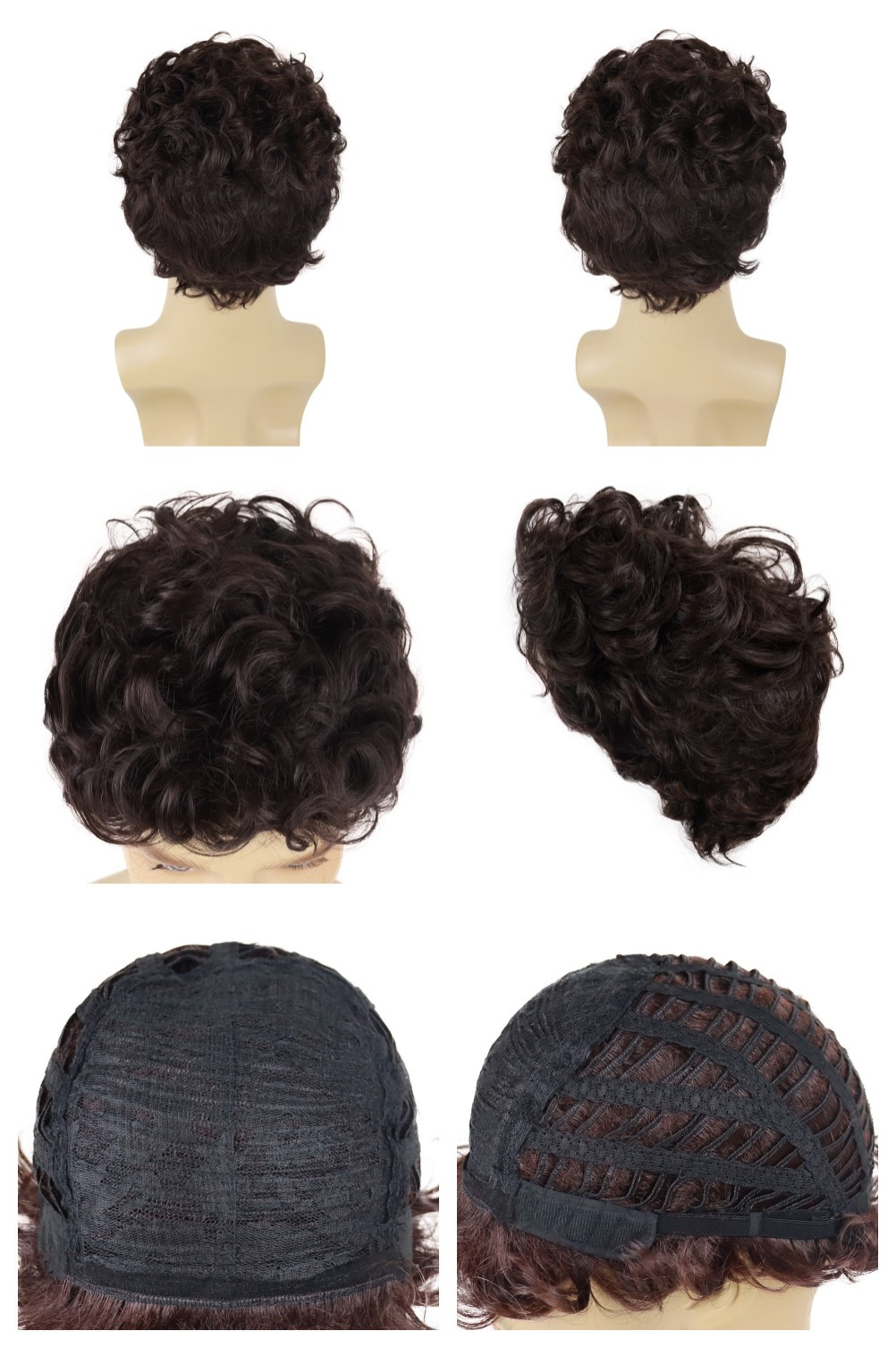 Short Curly Wigs Brown Natural Synthetic Loose Curly Hair - Temu