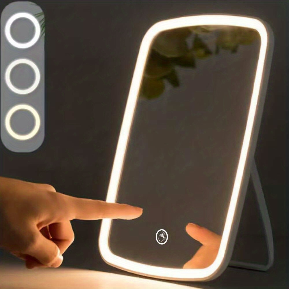 Portable LED Makeup Mirror Touch Screen 3 Light Vanity Mirror