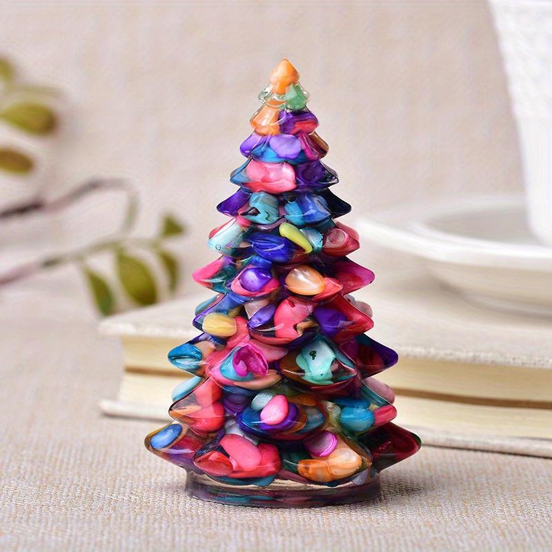 1pc luck tree handmade ornaments resin natural gemstone christmas trees silicone home decoration crafts figurine holiday gift room decor home decor details 3