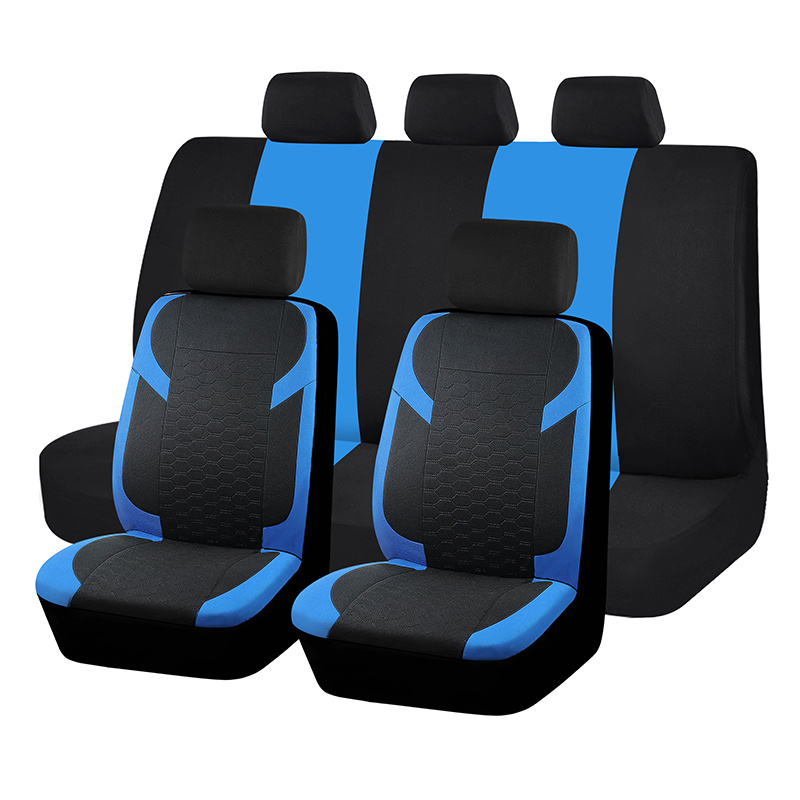 TEMU Autostoelhoezen 9-delige Set Universele Maat Airbag Veilige Autostoel Kussen Stoelbeschermer Decoratie Auto Accessoires Polyester met Zachte