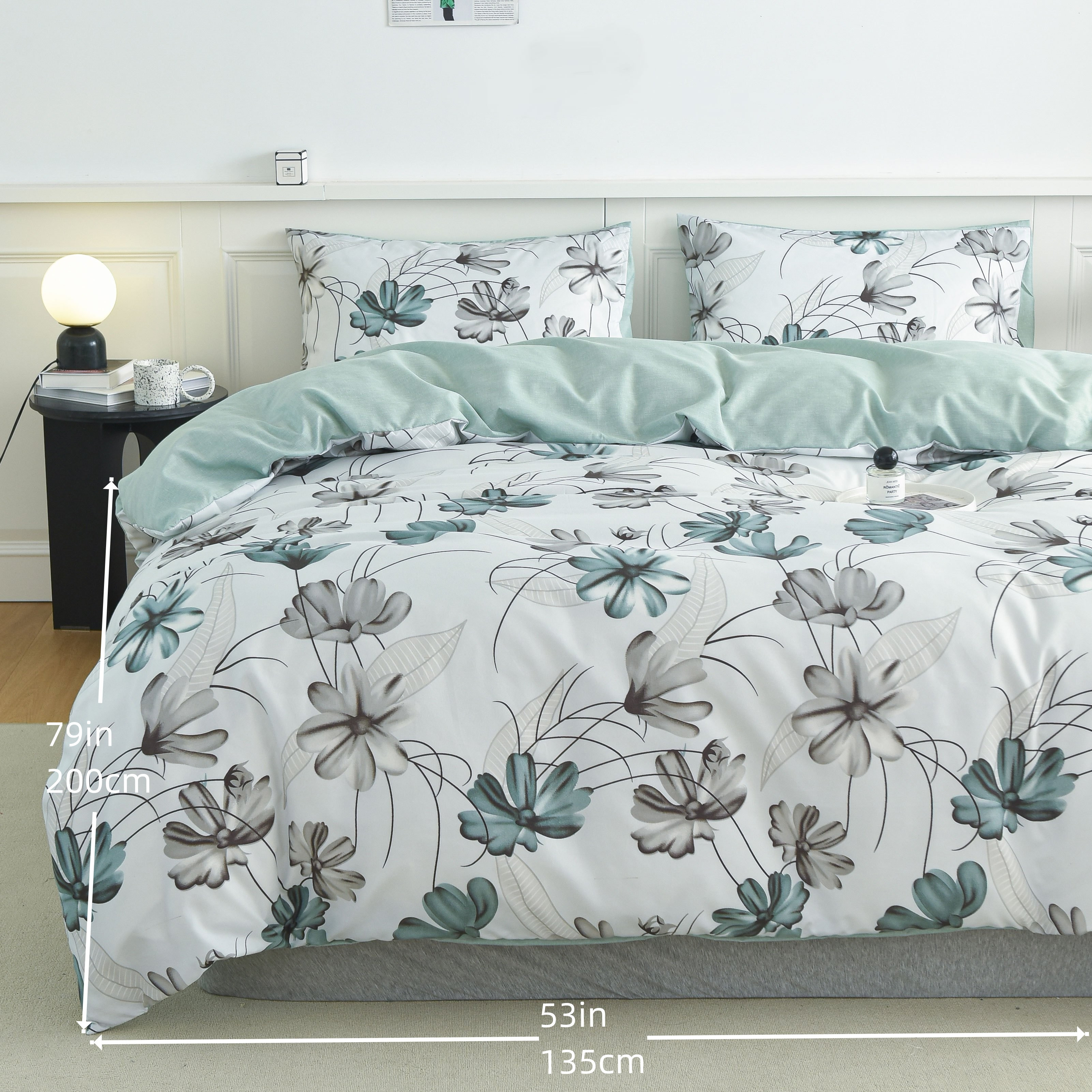 Image of 3pcs Duvet Cover Set, Flower Print Bedding Set, Soft Comfortable Duvet Cover, For Bedroom, (1*duvet Cover + 2*pillowcases, Without Core)