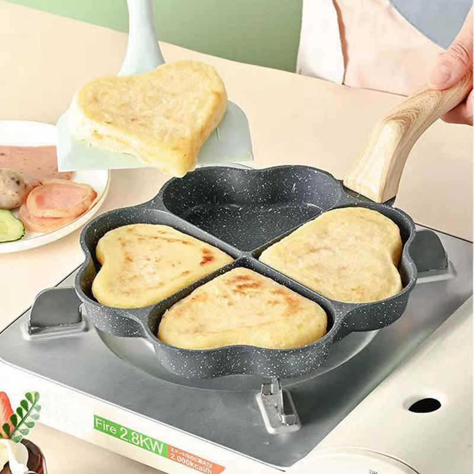 Non stick Egg Pan With Wooden Handle For Induction Cooker - Temu
