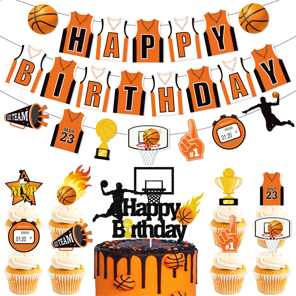 Basketball Birthday Party Decorations Set Include Happy - Temu