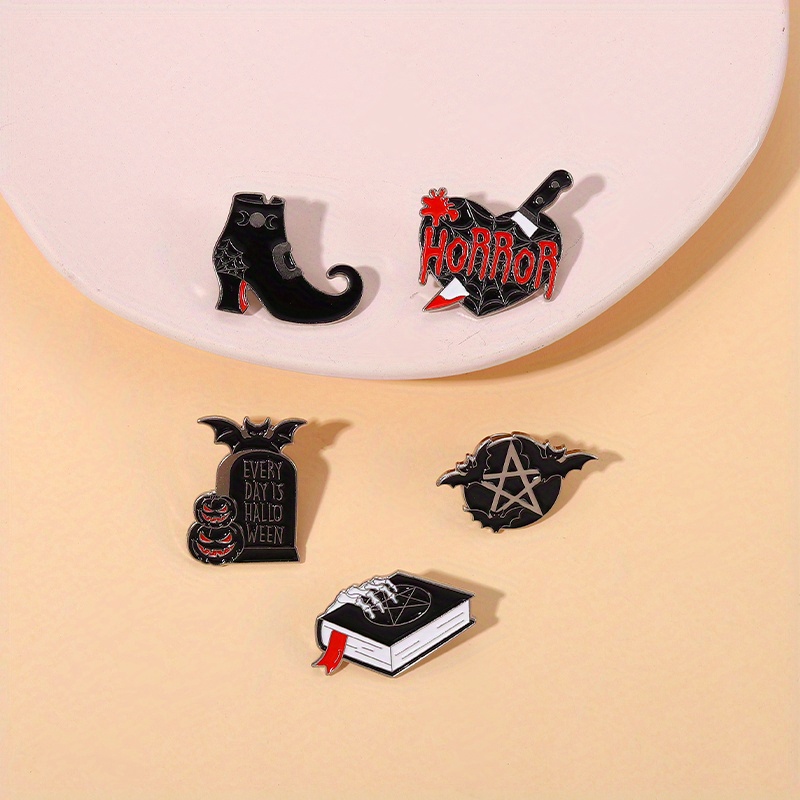 Punk Spiders Daggers Spell Books Brooch Enamel Pins Dark - Temu