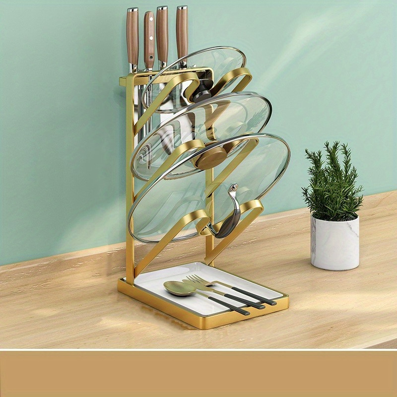 Pot Lid Holder, 1/3-tier Stainless Steel Cutting Board Rack, Punch