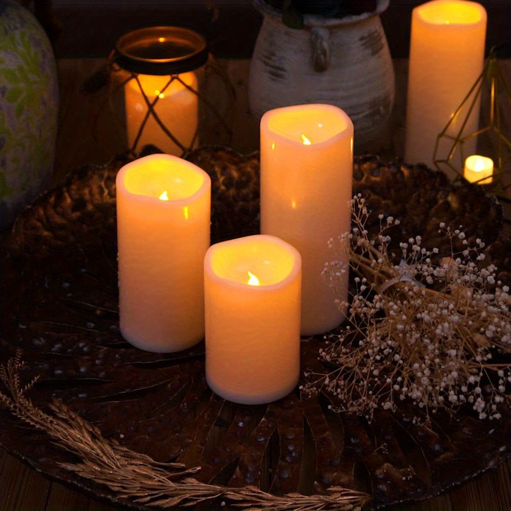 1set Of 2 Large Waterproof Outdoor Flameless Candles Light With Remote