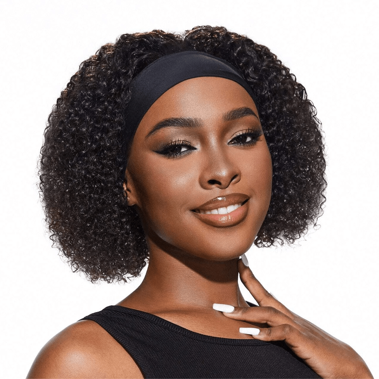 150% Density Human Hair Wig Short Bob Curly Headband Wigs - Temu