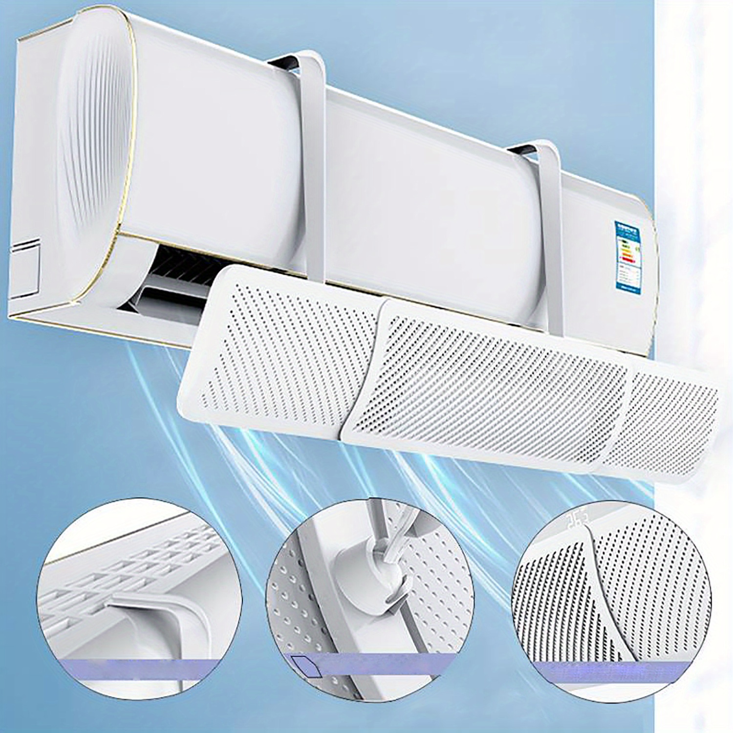 Deflector de aire acondicionado microporoso, deflector de aire plegable  ajustable, deflector de aire de confinamiento, salida de aire, ala de aire