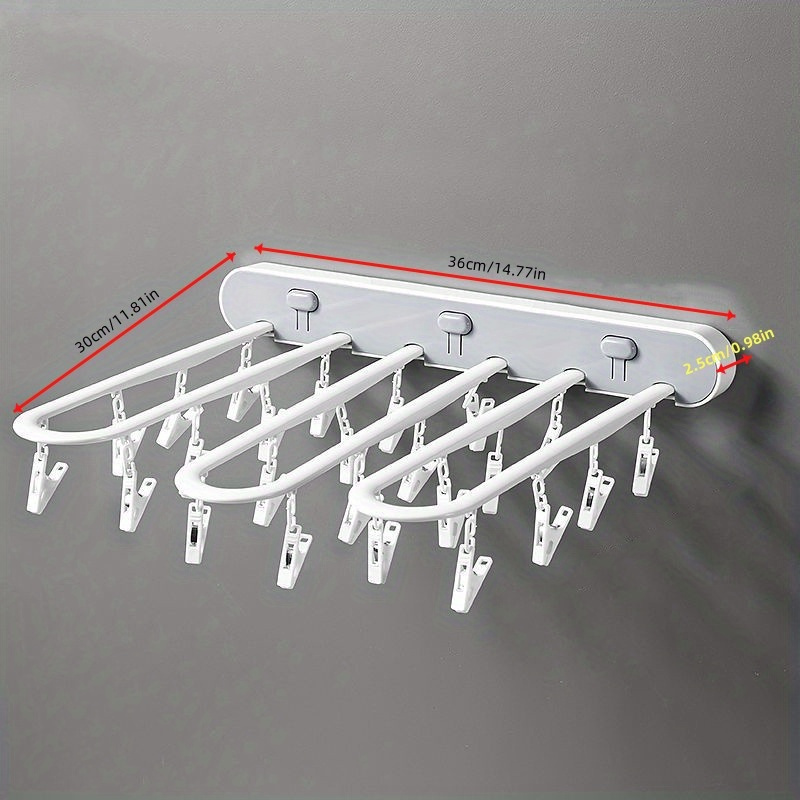 Balcony Drying Rack with 24 Clips Household Folding Rack