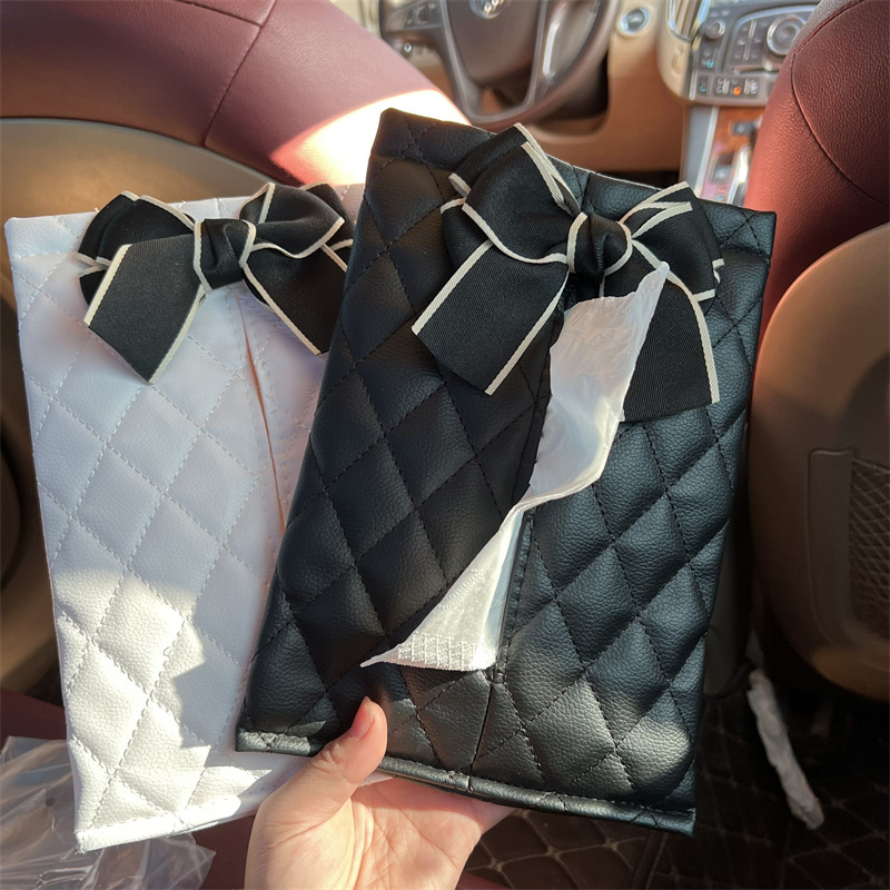 Car Tissue Box Luxury Fashion Bow Design Car Interior Seat - Temu