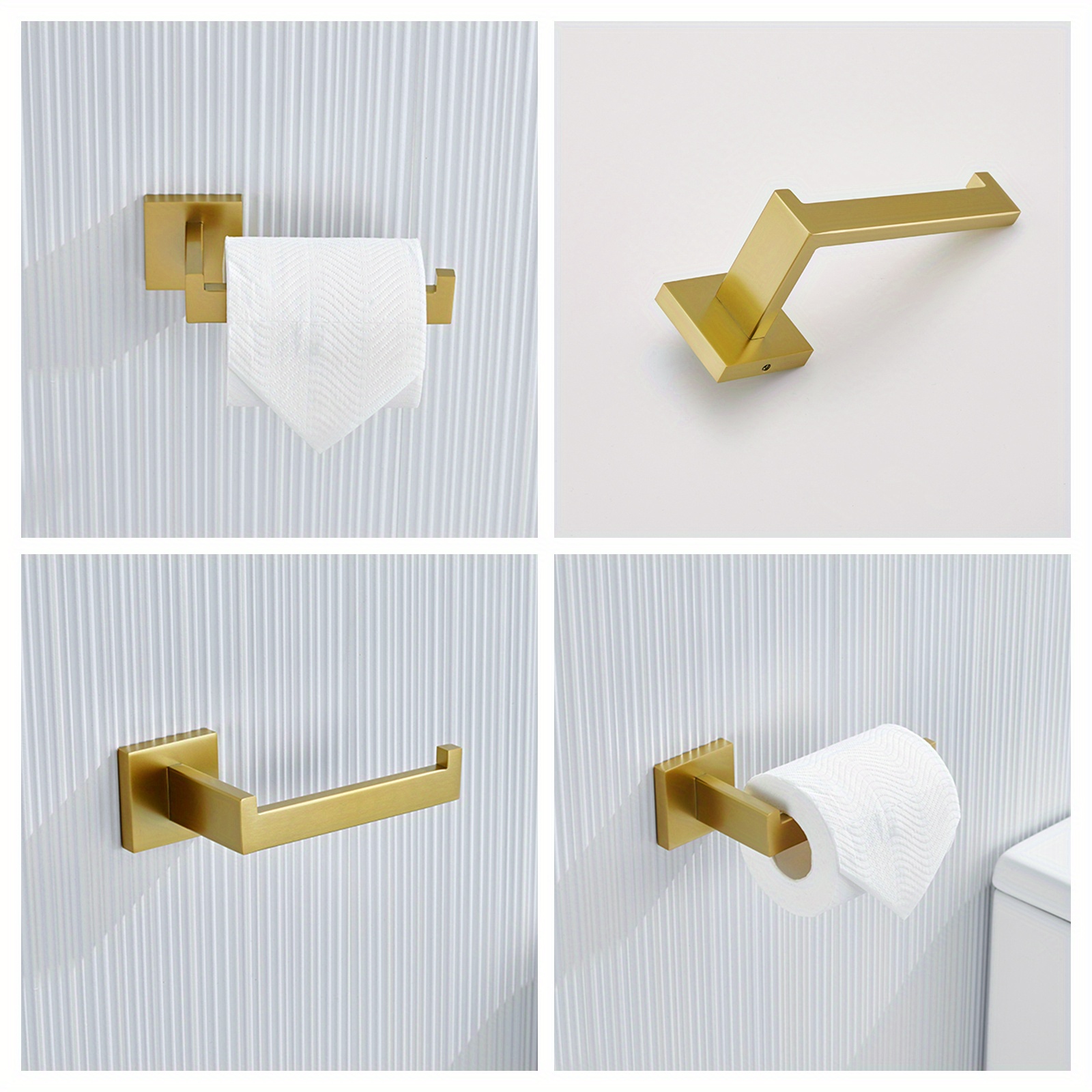 4-teiliges Badezimmer-Set Aus Edelstahl – Handtuchring, 2 Haken & Toilettenpapierhalter