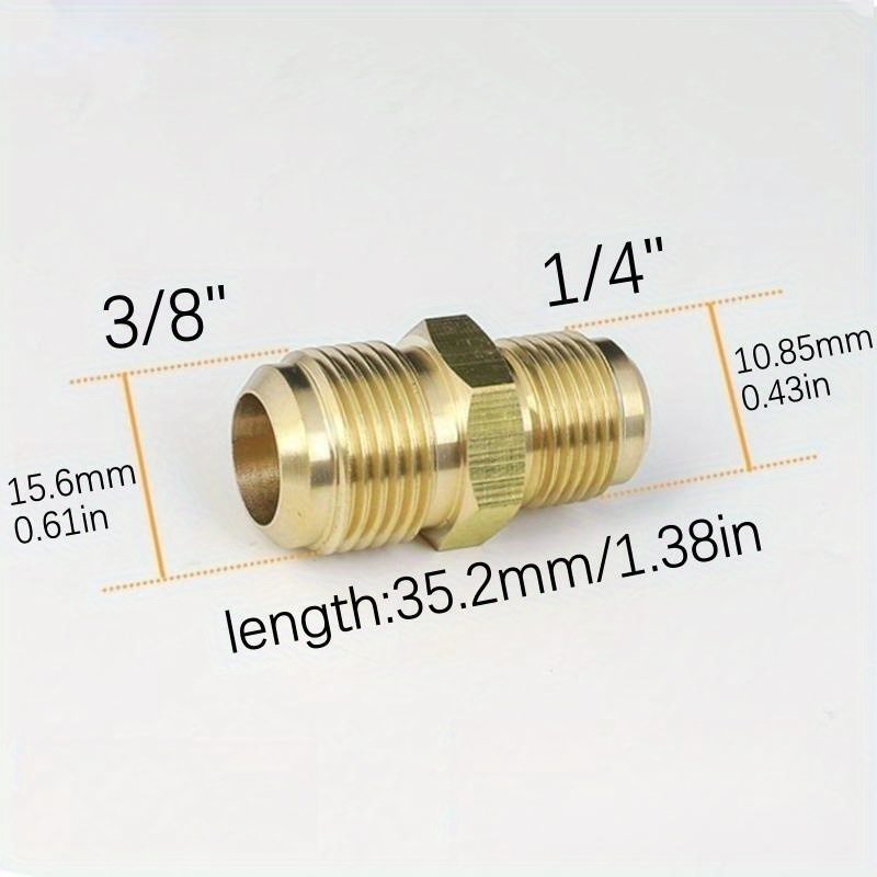 Brass Pipe fitting, 3/8 SAE Flare Male 1/4 SAE Female Thread, Tubing  Adapter