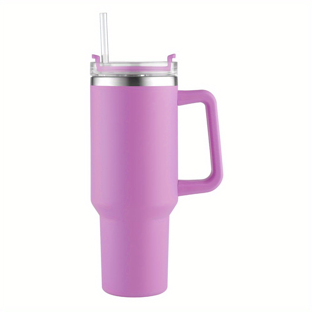 Purple 40oz Insulated Tumbler With Lid & Set of 4 Straw Toppers – Macorner