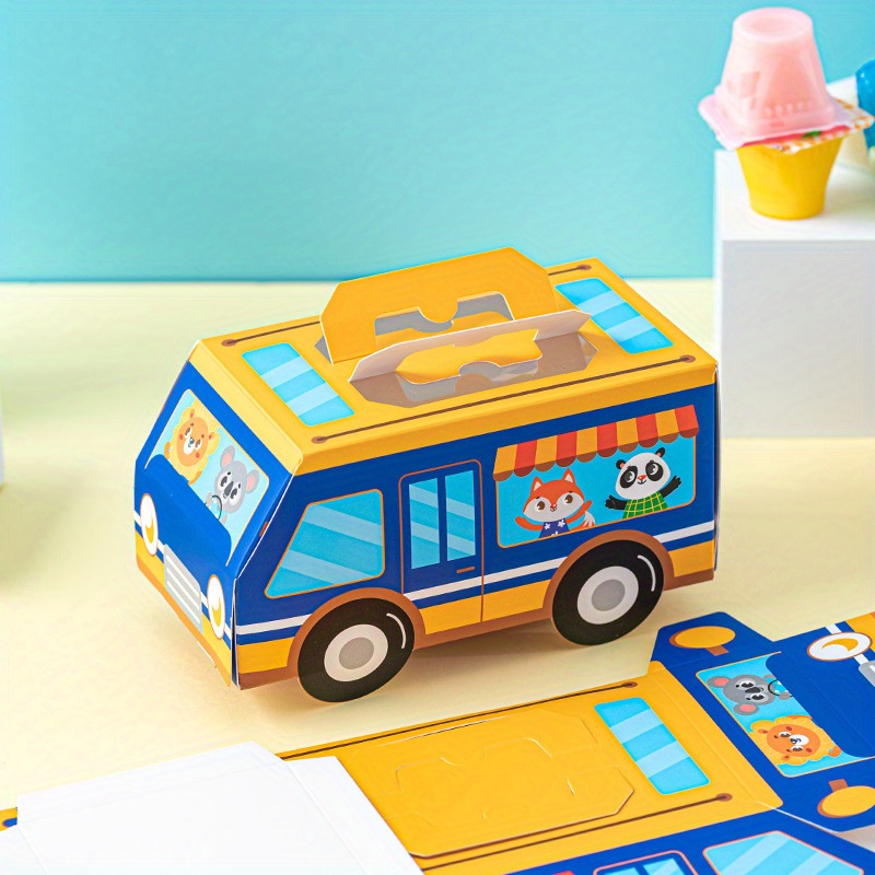 Cajas y Cajitas de cumpleaños cartón con autobús infantil