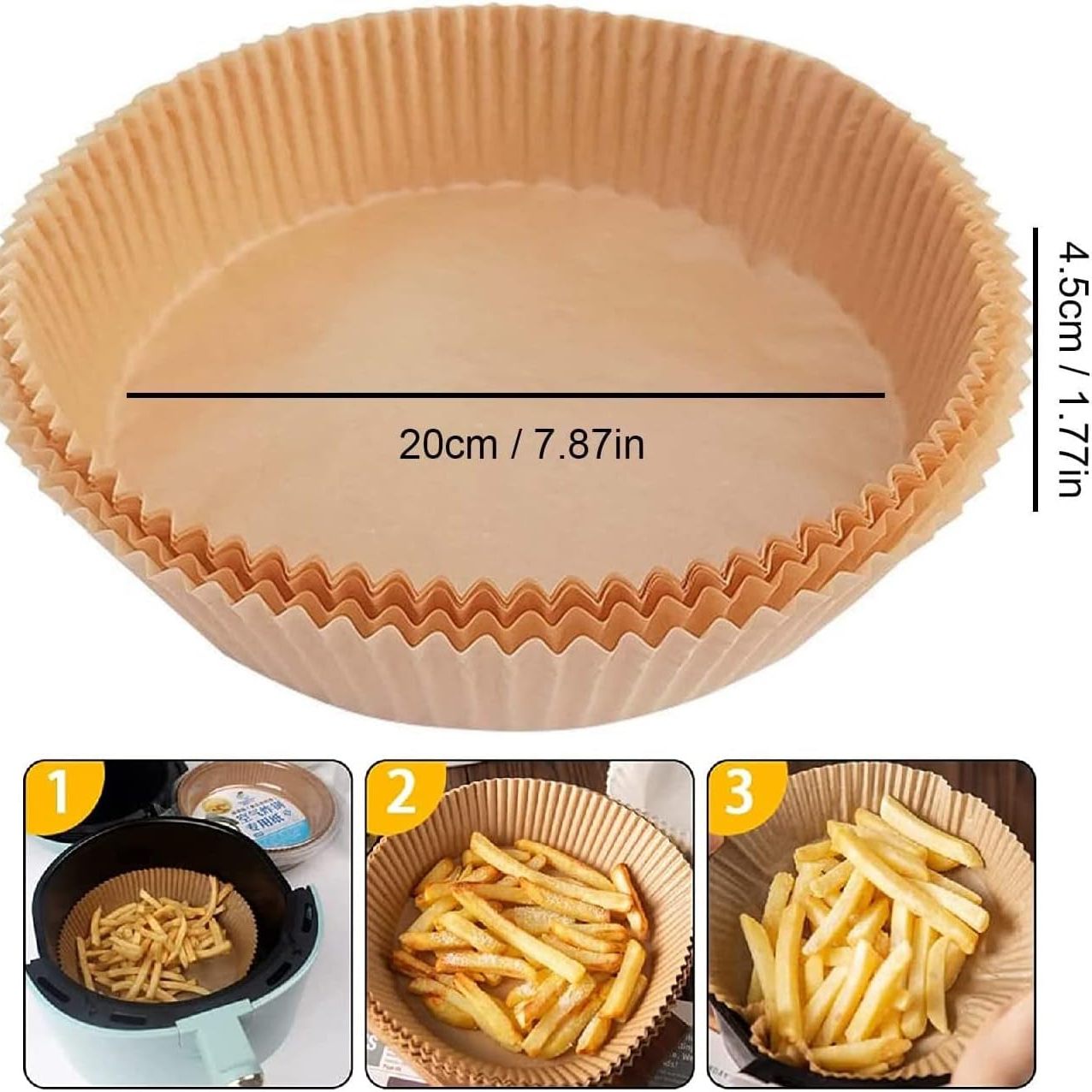 Air Fryer Disposable Paper Liner, Round Airfryer Parchment Sheets Liners  For Baking, Non-stick Oil-proof Filter