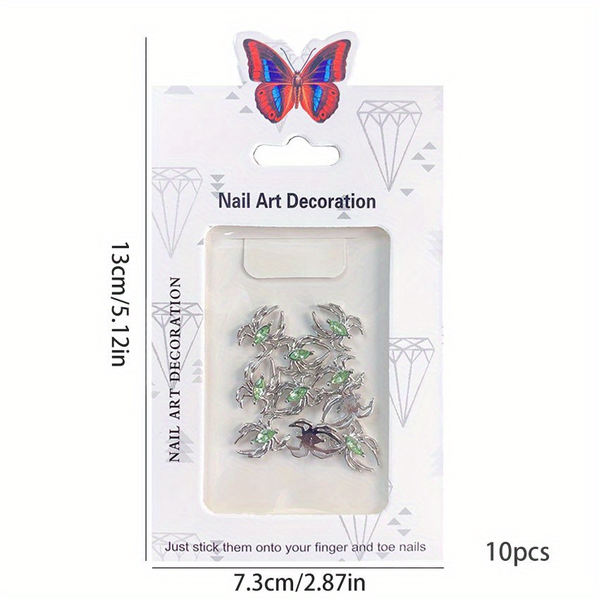 Spider Nail Art Charms with Rhinestones 3D Alloy Spider Nail Gem Accessory