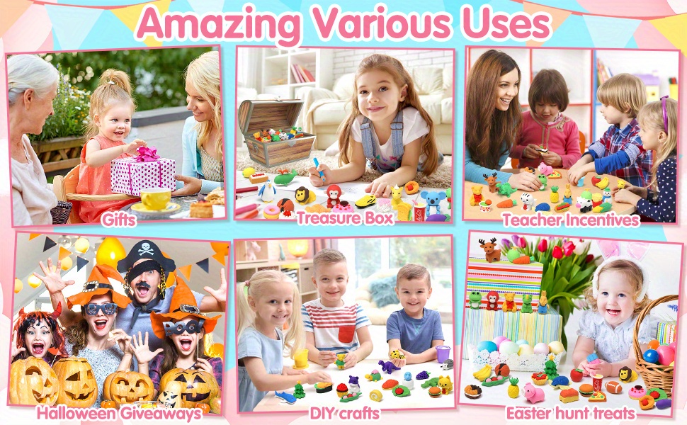 AoneFun Japanese Erasers for Kids Prizes for Kids Cute Erasers Classroom  Prizes Carnival Prizes Treasure Box Toys Small Toys for