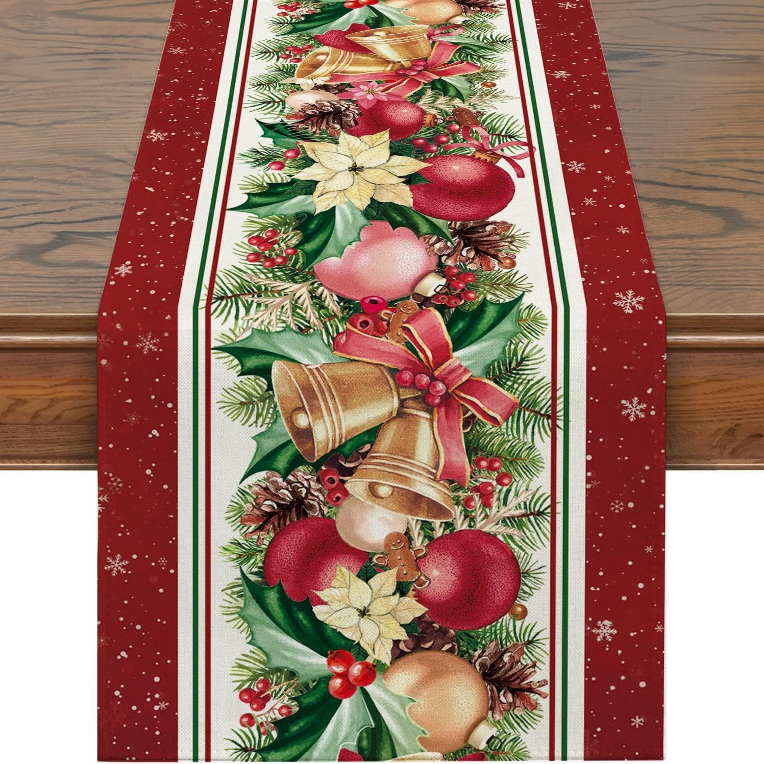 Image of 1pc, Christmas Table Runner, Christmas Tree Decorations Christmas Runner For Table Seasonal Chriatmas Decor For Indoor Outdoor Dining Table Decorations (13" X 72")